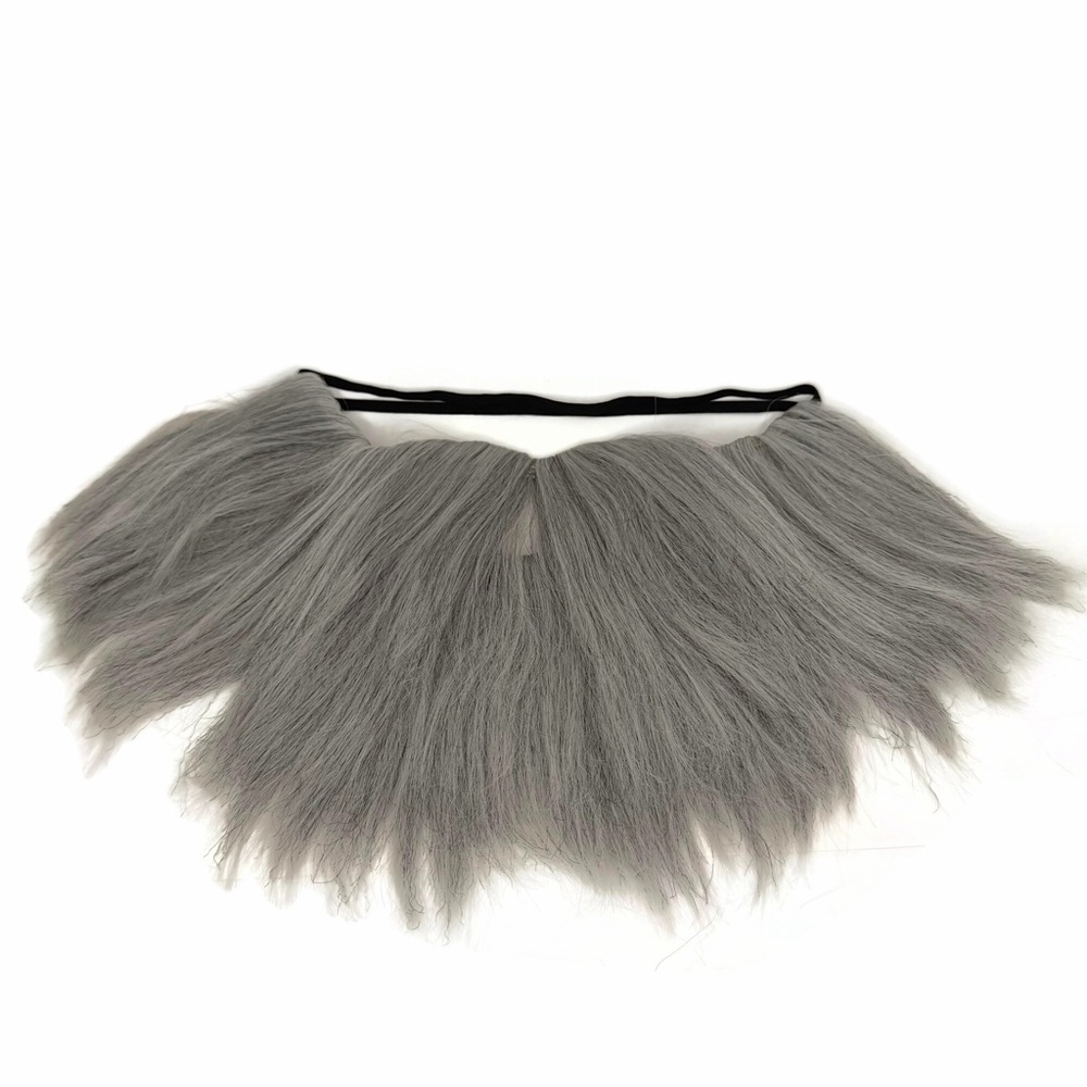 Grey Faux Facial Hair Mustache Full Beard Elastic